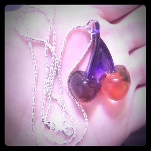 Handmade Cherry Pendant Sterling Silver Necklace